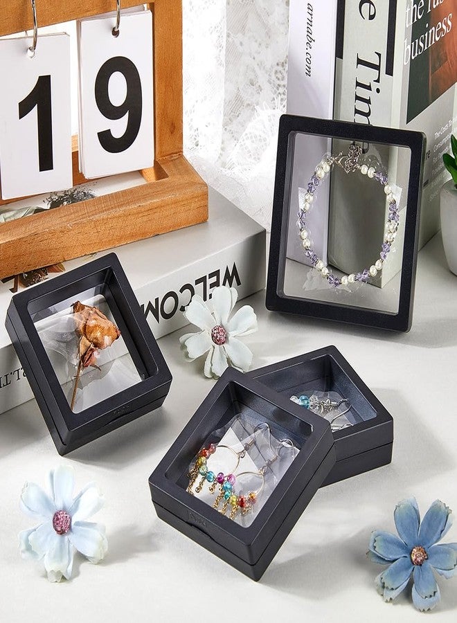SOFPLATE 10Pcs 2 Sizes Black 3D Floating Frame Clear Floating Jewelry Display Case Holder Stands Suspension Frame Transparent PE Storage Shadow Box for Challenge Badges Collectors AA Medallions - Image 3